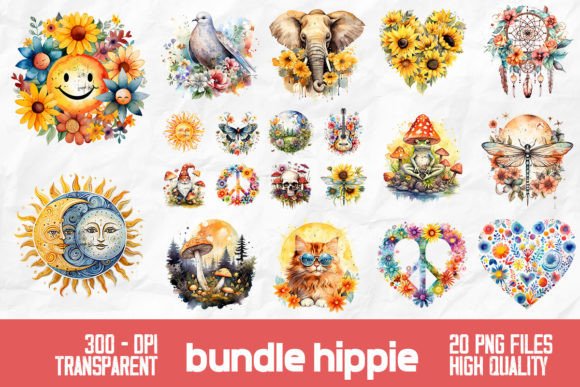 Download Hippie Wild Flowers Bundle Design - Premium Resources
