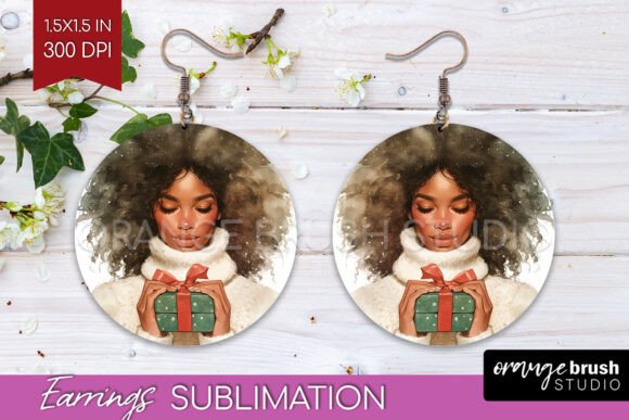 Download Christmas Girl Round Earrings PNG - Earrings png Collection