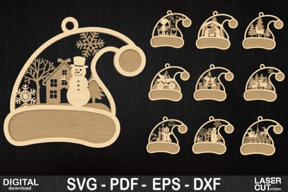 Download Christmas Hat Ornament Bundle Laser Cut - Christmas hat Collection