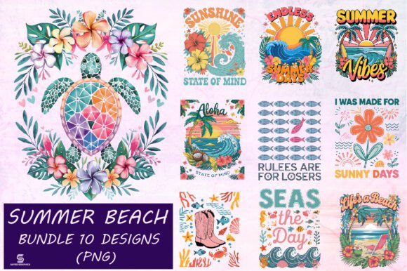 Download Summer Beach Flowers PNG Bundle Design - Premium Bundle