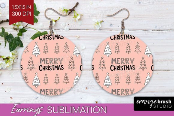 Download Christmas Trees Xmas Round Earrings PNG - Earrings png Collection