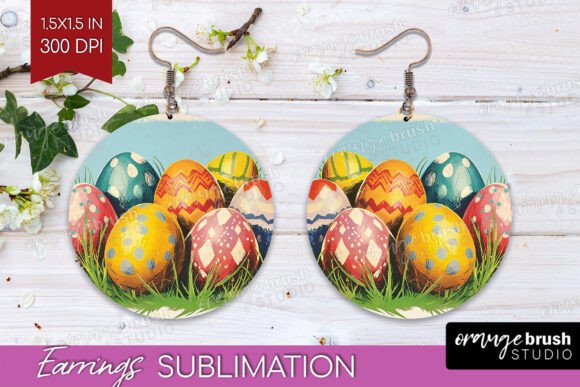 Download Retro Easter Round Earrings PNG - Earrings png Collection
