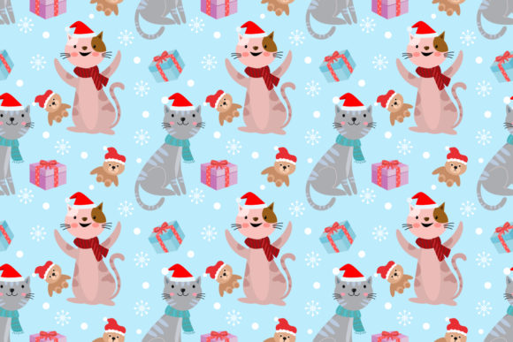 Download Cute Cat Wear Christmas Hat with Gift. - Christmas hat Collection