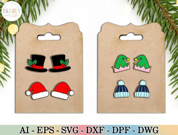 Download Christmas Hat Stud Earrings SVG Set - Christmas hat Collection