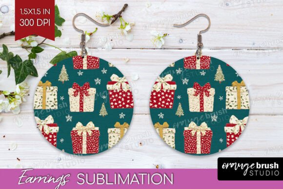 Download Retro Christmas Round Earrings PNG - Earrings png Collection