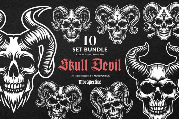 Download 10 Bundle Dark Art Skull Devil Horn - Devil Collection